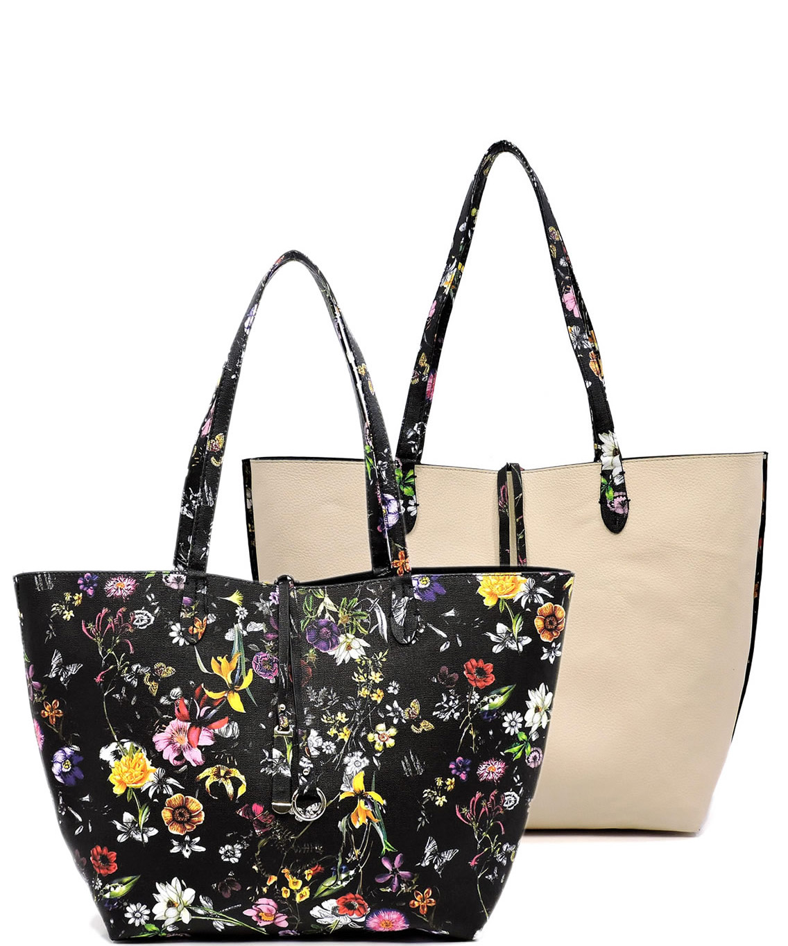 Two Tone Reversible Large Tote Womens Purse Handbag with Matching